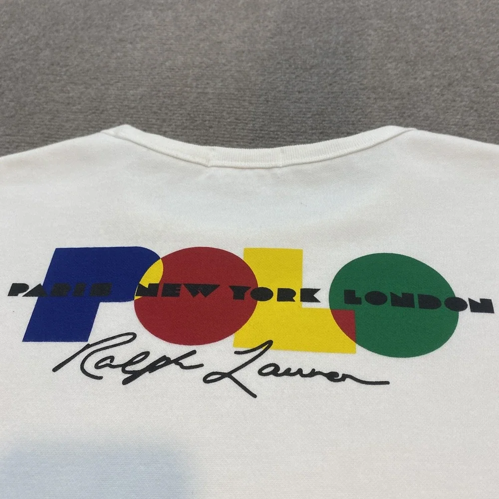 Polo Ralph Lauren Sweatshirt Mens Medium Paris‎ New York London Graphic Pullover